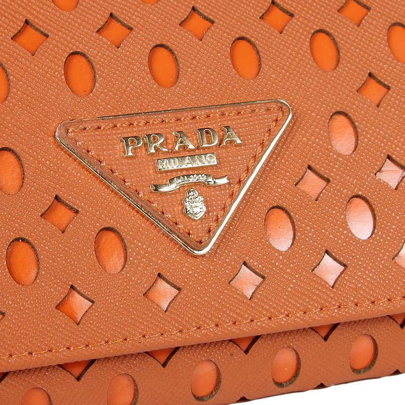 Knockoff Prada Real Leather Wallet 1141 orange - Click Image to Close